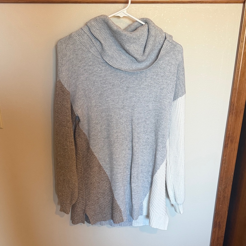 Maurices Gray and Cream Cowl Neck Sweater